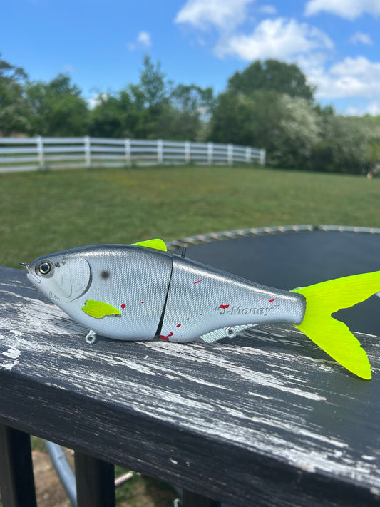 8.5" JMoney Chartreuse Gizzard Shad Handmade Swimbait